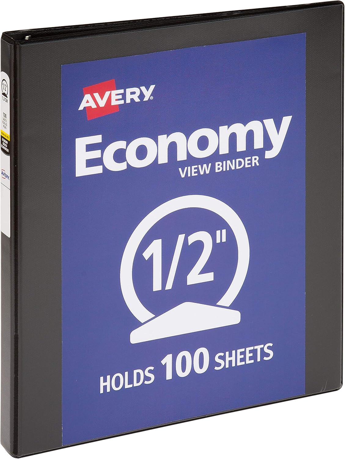 Avery Standard View 3 Ring Binder, 0.5" Round Rings, 100-Sheet Capacity, 0.7 Inch Wide Spine, 1 Black Binder, Ideal for Lightweight Organization and Occasional Referencing (05705)