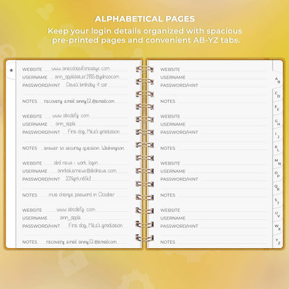 Clever Fox Password Book Spiral – Internet Address & Password Organizer with Laminated Alphabetical Tabs – Password Keeper Journal – Hardcover, Medium Size, 6.1x7.7” (Mystic Blue)