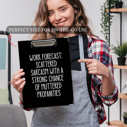 Trendy Black Leopard Print Clipboard Folio with Storage for Office Classroom, Preppy Dark Cheetah Print Padfolio with Metal Clip for Nurses Teachers Students Women Men, 12.4x9.25 in
