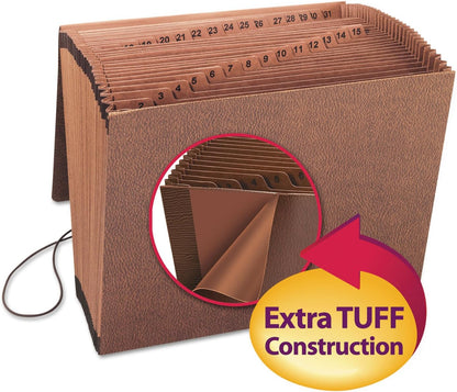 Smead TUFF Expanding File 21 Pockets, Alphabetic (A-Z), Flap and Cord Closure, Letter Size, Redrope (70318)