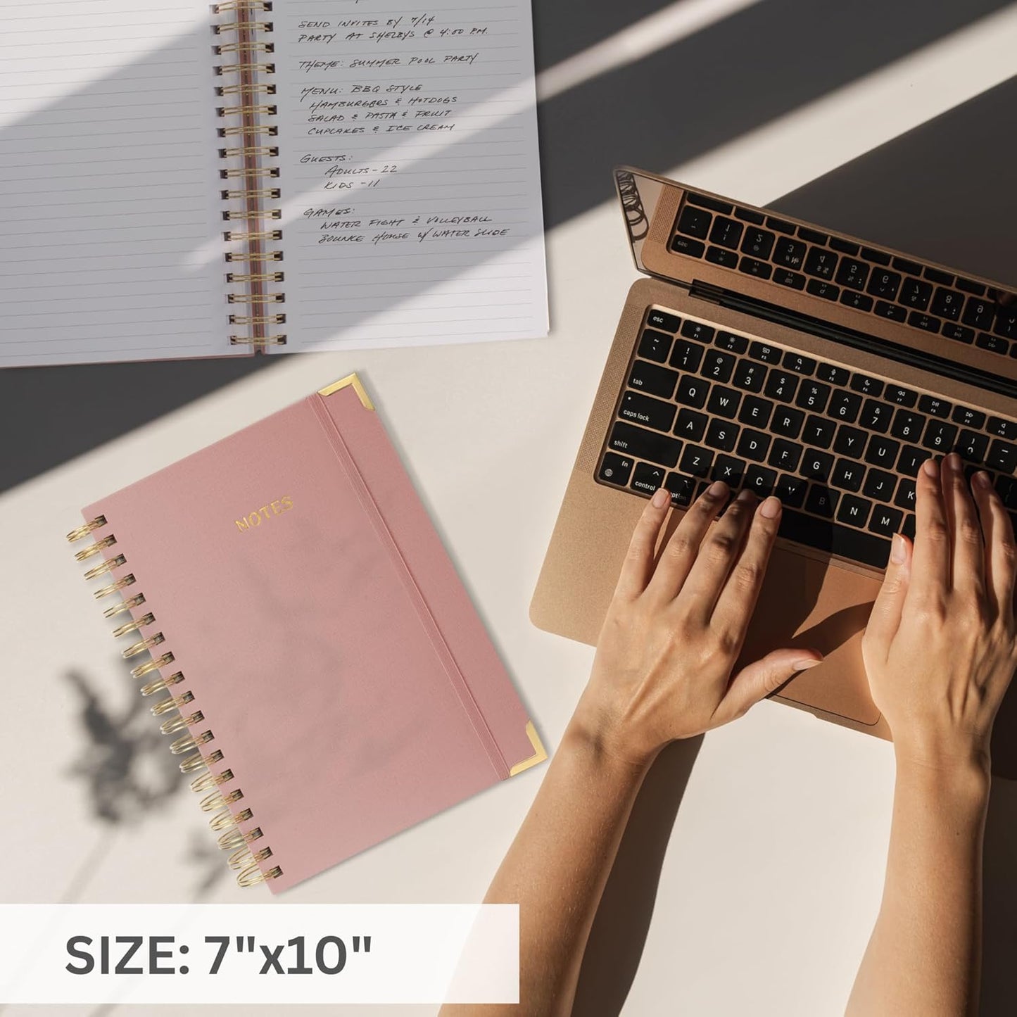 Aesthetic Thick Spiral Notebook Journal For Women in B5 Format - Modern Linen Hardcover College Ruled Note Book With 300 Lined Pages - Perfect For Writing And Staying Organized at Work or School