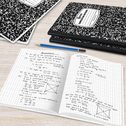 Rosmonde 50 Pack Composition Notebooks Bulk, Wide Ruled Composition Notebook, 200 Pages (100 Sheets), 9-3/4 x 7-1/2, Black Marble, Bulk School Supplies, Office Notebooks, Bulk Notebooks for School