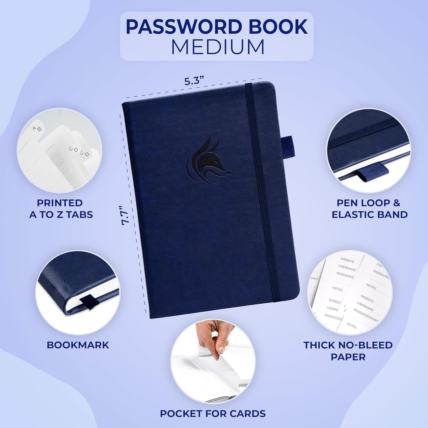 Clever Fox Password Book with alphabetical tabs. Internet Address Organizer Logbook. Small Pocket Password Keeper for Website Logins (Orange)