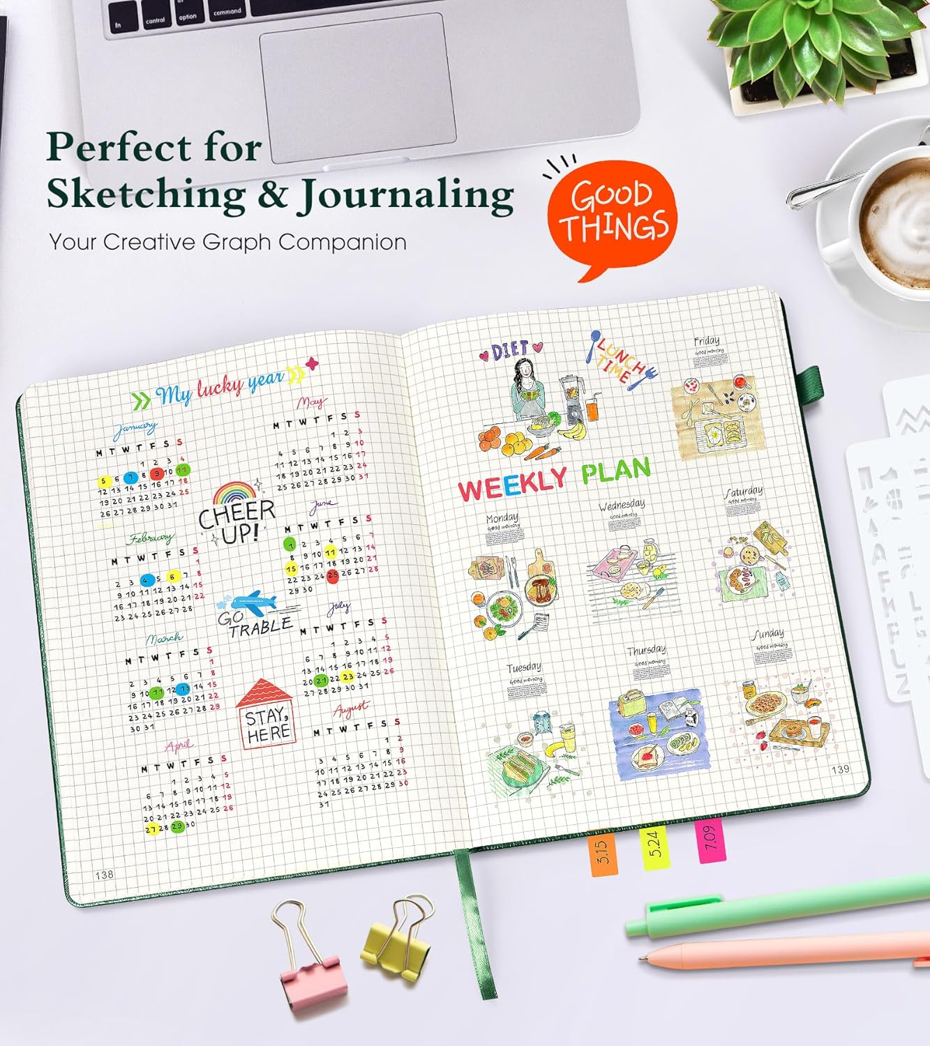 Lined Journal Notebook -365 Pages A5 Thick Journals for Writing Ruled Notebook, Hardcover Leather Journal for Women Men Daily Journal Notebook for Work, Note Taking, 100Gsm Lined Paper( 5.75'' X 8.38'' Green)