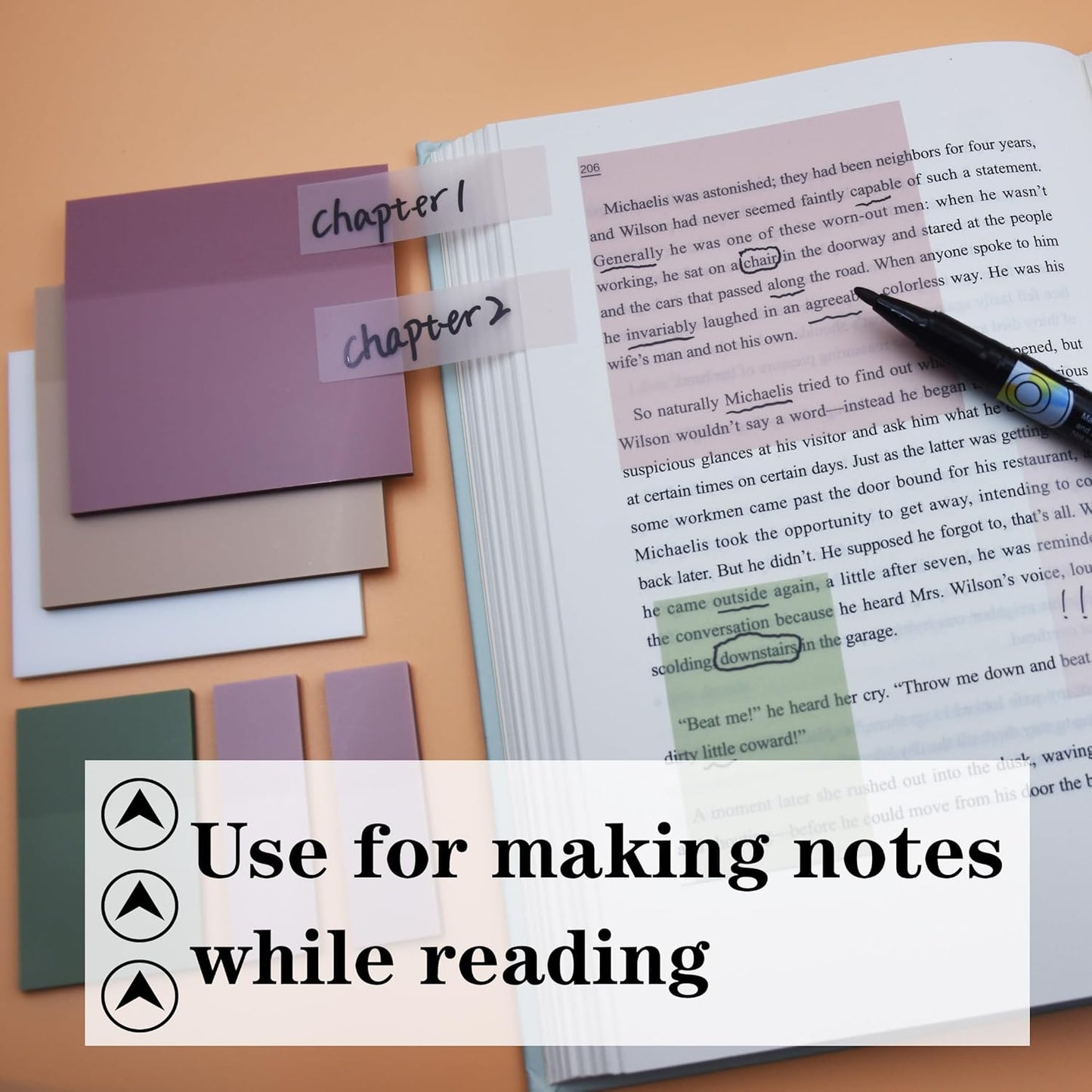 YOUDEFUL 1600pcs Translucent Sticky Note Tabs, Morandi Page Markers for Annotating Books,Repositionable Book Flags Tabs Strip with Binders, Clear Sticky Notes,Page Tabs,Index Tabs