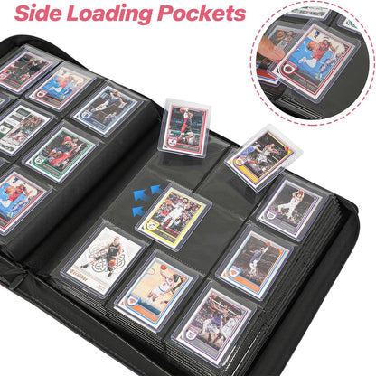9 Pocket TopLoader Binder, Holds 360 3”x4” Toploader Hard Cases, Sleeves Card Collection Binder, 20 Double Sided Pages, Compatible with Trading & Sports Holder - Black