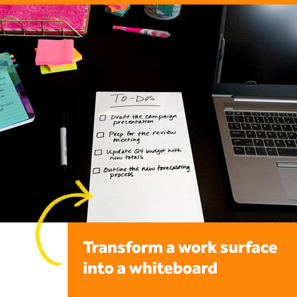 Post-it Dry Erase Sheets, 7 in x 11.3 in, 3 Sheets, Sticks Securely and Removes Cleanly (DEFSHEETS-3PK)