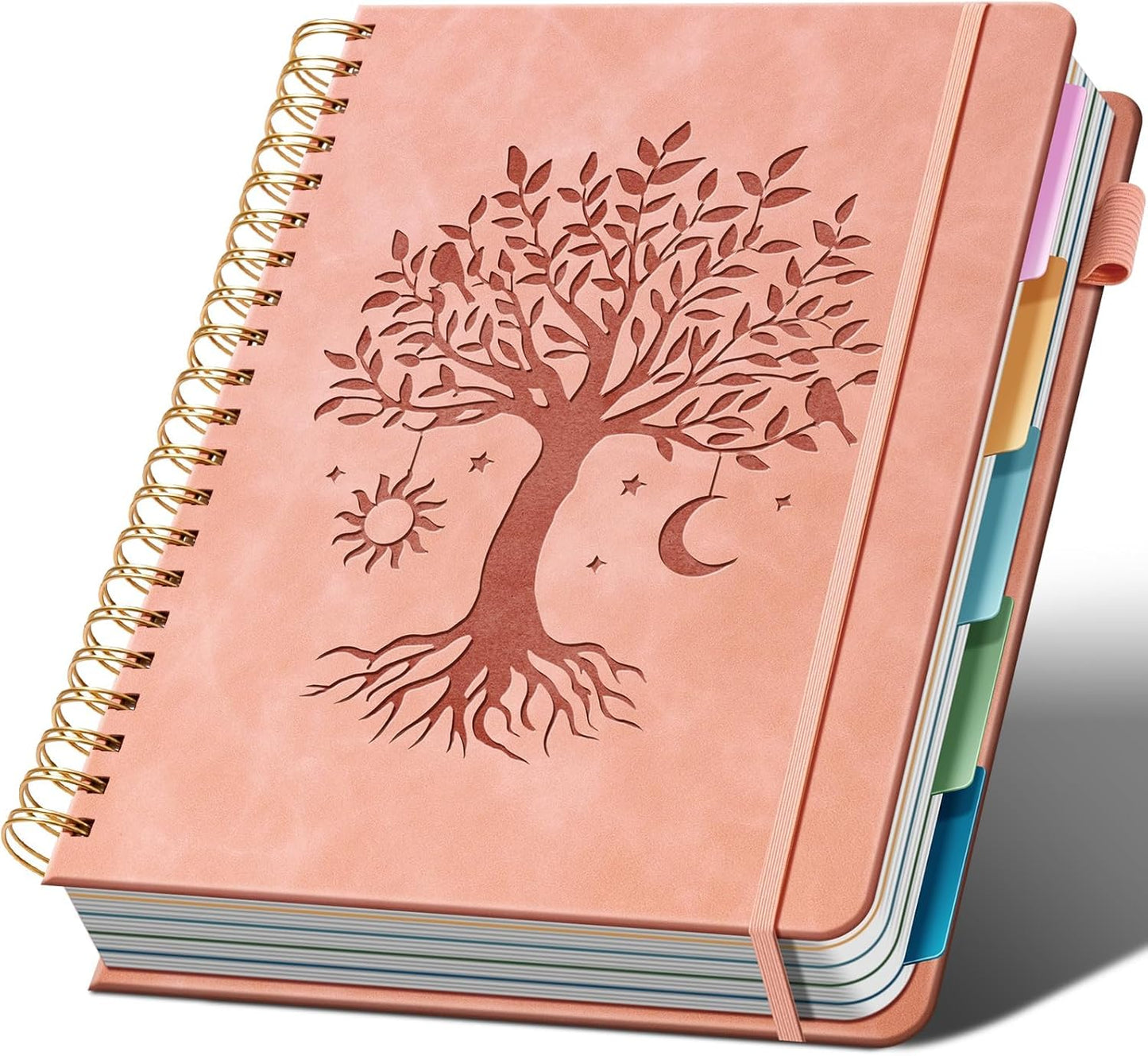 Ovesmusl Hardcover Spiral Notebook 8.5" x 11" with 5 Removable Dividers 300 Pages Leather 5 Subject Notebook College Ruled 100GSM Large Spiral Notebooks for Work Thick Lined Journal for Women, Green
