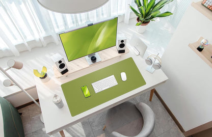 Large Desk Mat 47.2" x 17" Leather Desk Pad Protector with Natural Cork & PU Leather, Non-Slip Office Desk Mat, Large Mouse Pad, Waterproof Desk Blotter pad for Office&Home(Black)