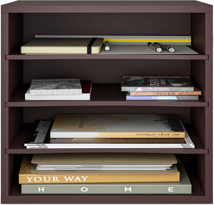 Ballucci 4-Tier Paper Organizer for Desk, Stackable Tray, Desk Storage Organizer Shelves, Stacking Letter Paper Tray Sorter for Classroom Office, Black