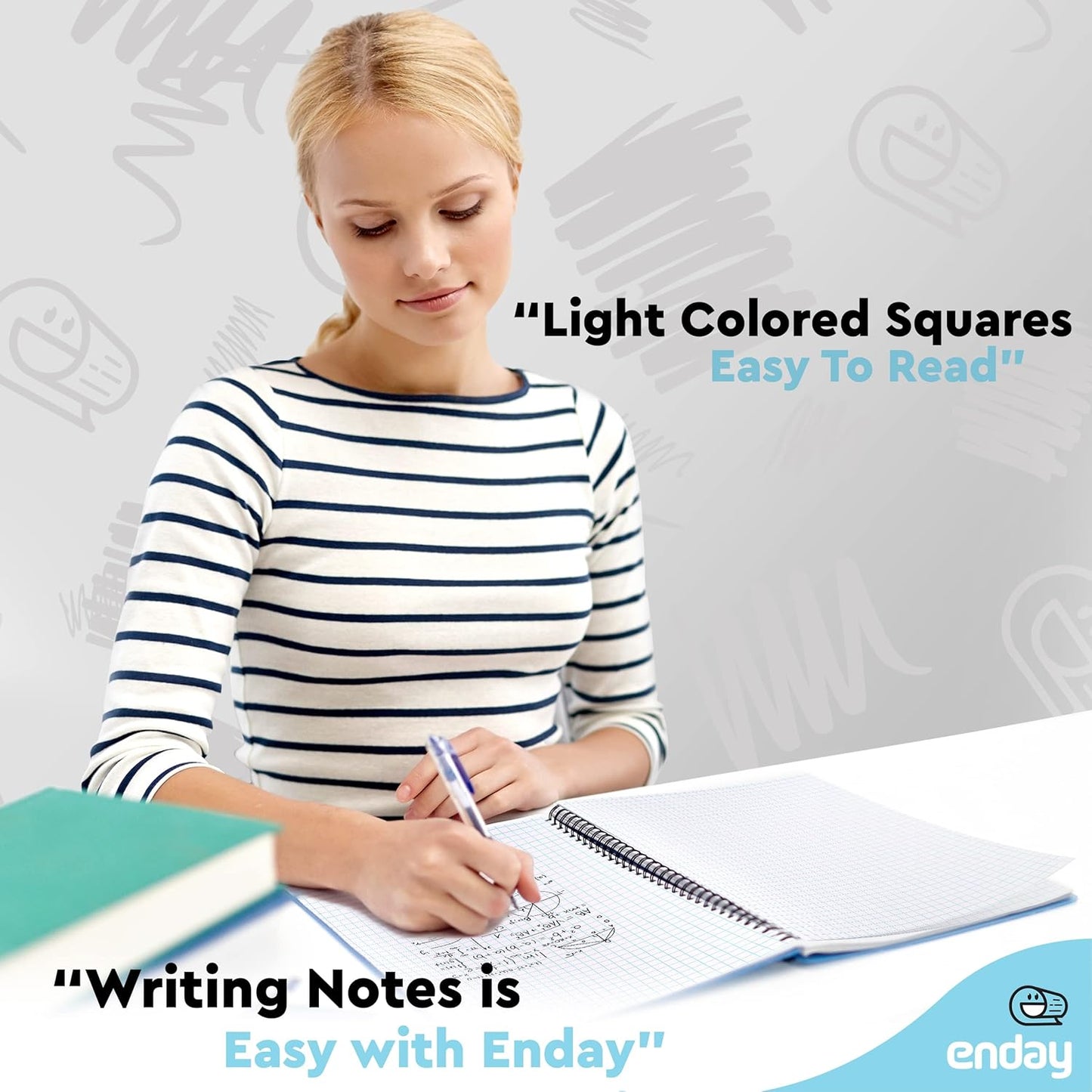Emraw Graph Paper Notebook (4 Pack) Grid Notebook, Graph paper spiral notebook, Graph notebook, 4 Squares per inch Grid paper notebook, White Paper Quad Ruled Spiral Assorted Colors - by Enday