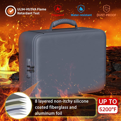DocSafe 5200°F Document Organizer with Lock, Upgraded Heat Insulated Fireproof＆Water-Resistant Box 8 Layers File Organizer, Portable Home Travel Safe Storage for Important Documents and More