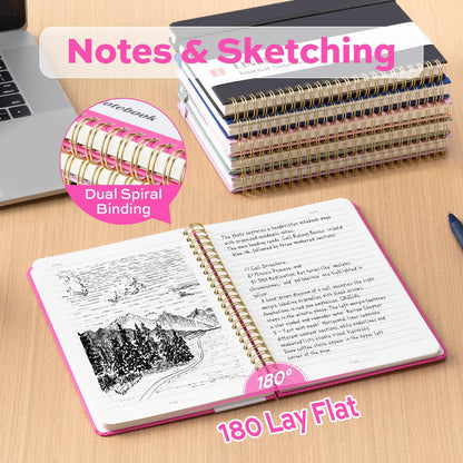 deli Rose Red Lined Spiral Journal Notebook, 160 Pages, A5 (5.5"x8") Hardcover Writing Notebook, College Ruled Spiral Bound Journal for Women & Men - Perfect for Work, School, Office & Note Taking