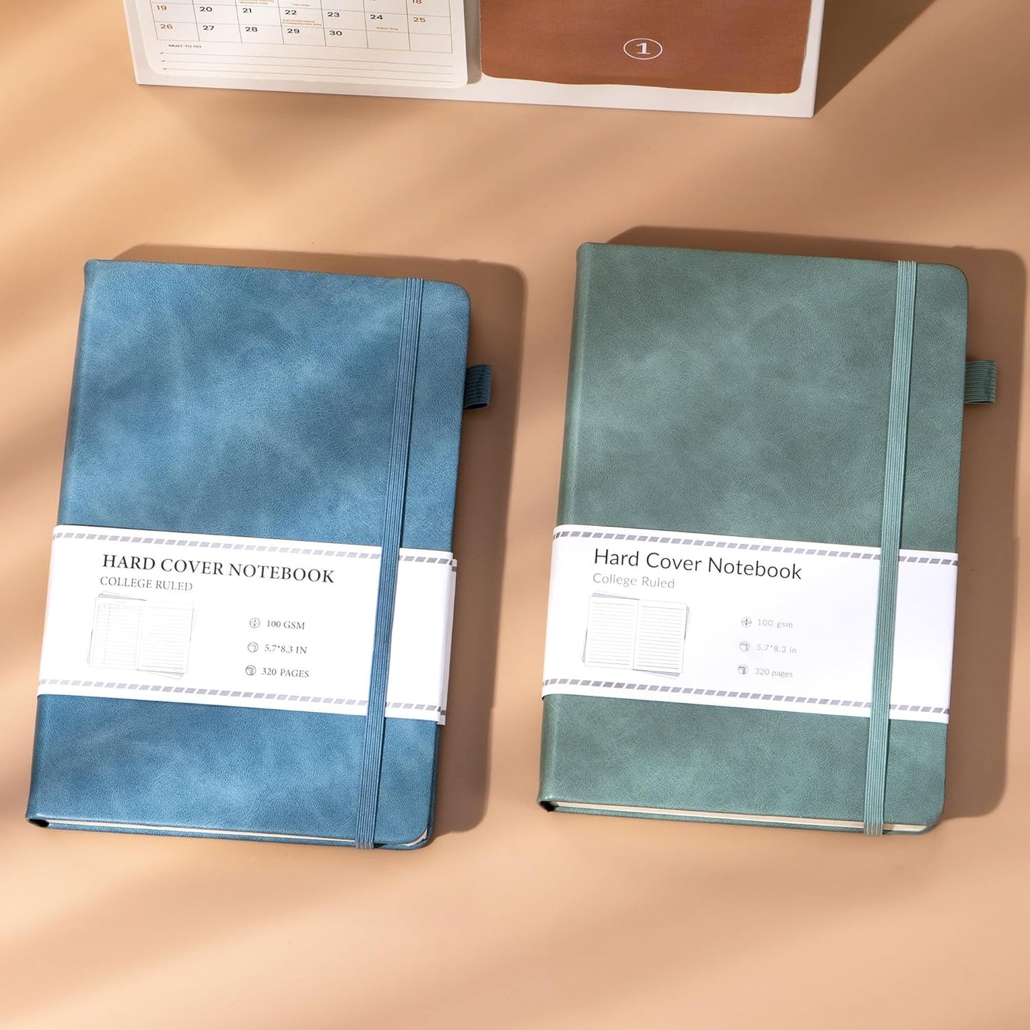 CAGIE Bullet Dotted Journal Notebook 320 Pages 100 GSM Paper Hardcover A5 Dot Grid Notebook Leather Journals for Writing Women Men Work Journaling, Green