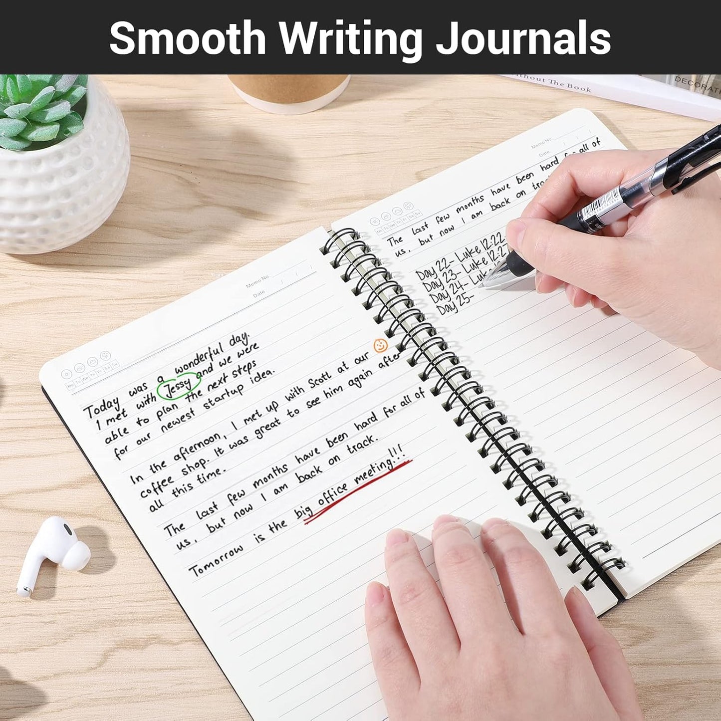 EUSOAR Spiral Notebook, A5 12packs 5.5"X8.3" 120 Pages Lined Travel Writing Notebooks Journal, Memo Notepad Sketchbook, Students College Office Business Subject Diary Ruled Book Journal-Black Cover