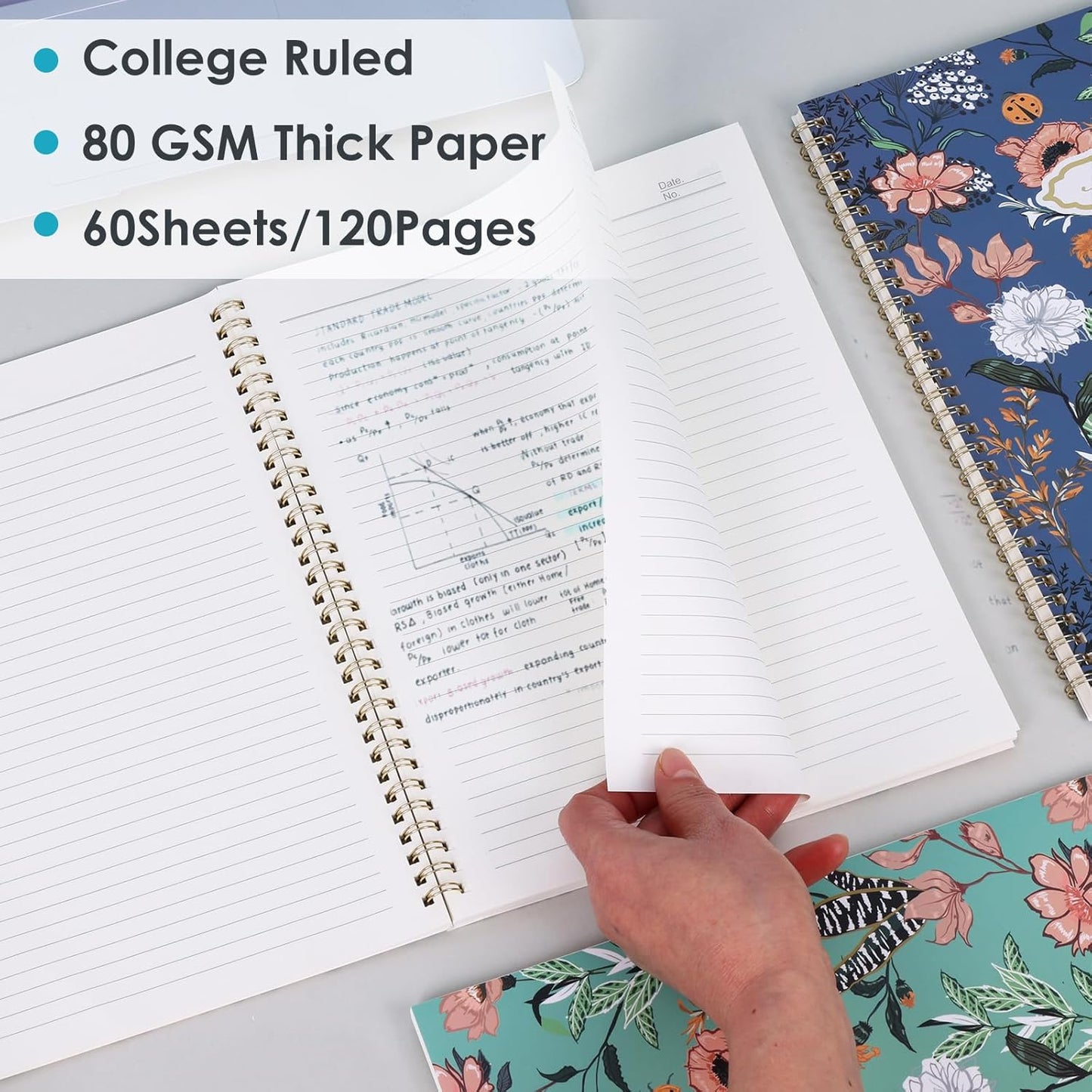 LABUK 3 Pack Spiral Notebook Journal for Women College Ruled Notebook 120 Pages A4 Aesthetic Journaling Notebooks for Work School Office Home, 8.5 x 11 Inches Notebooks for Valentine Gifts