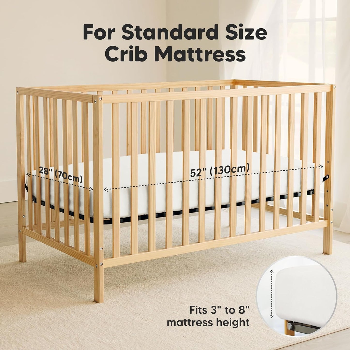 2-Pack Waterproof Crib Sheets for Boys, Girls - 52x28 Fitted Organic Cotton Baby Crib Sheets, Toddler Mattress Protector Cover, Washable, Soft & Durable Baby Bedding Essentials(Pine Grove)