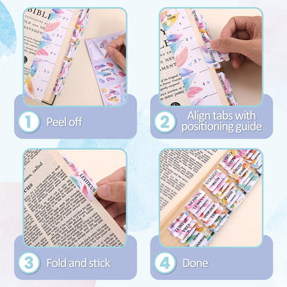 Laminated Bible Tabs, Gold Foil Embossed Lettering Bible Chapter Index Tabs for Women Men, Reposition Large Print Sticky Labels, Easy to Read and Apply, 105Chapters Labels for Easy Navigation (Black)