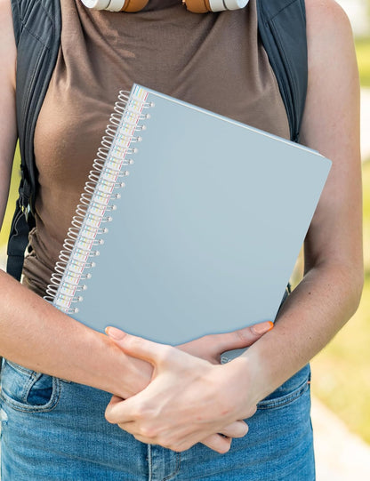 SUNEE Spiral Notebooks for Work with Removable Dividers & Tabs – College Ruled 5 Subject, 300 Pages, 3 Hole Punched, Durable PP Cover, 8"x10.5" – Notebooks for Office or School, Black