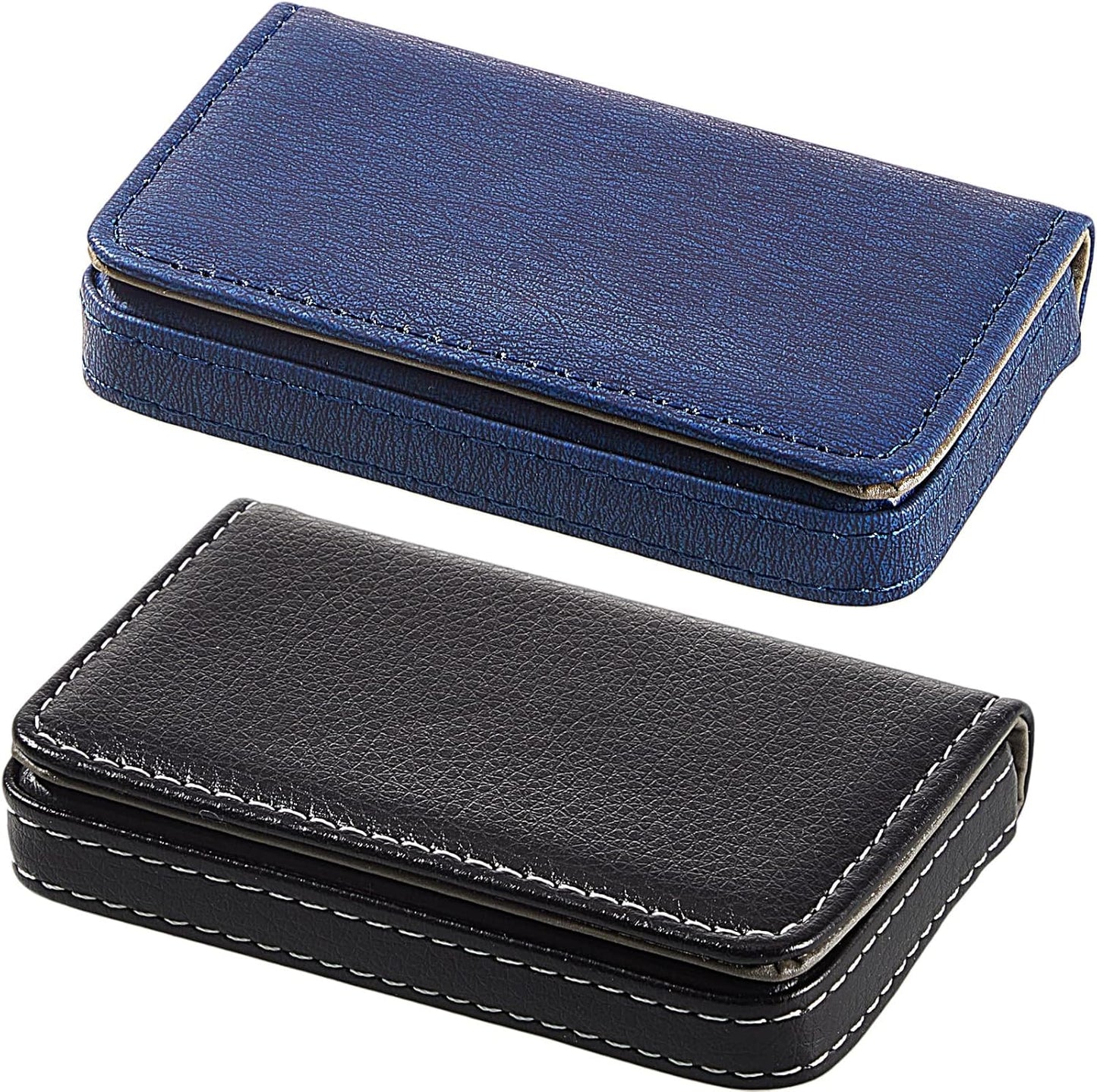 Outus 2 Pcs Business Card Holder, PU Leather Business Card Case Pocket Wallet with Magnetic Shut for Valentines Gift Adult(Black and Coffee)