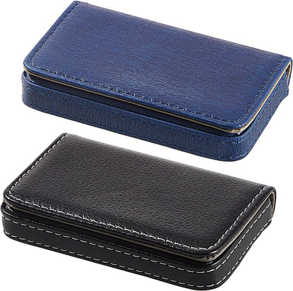 Outus 2 Pcs Business Card Holder, PU Leather Business Card Case Pocket Wallet with Magnetic Shut for Valentines Gift Adult(Black and Coffee)