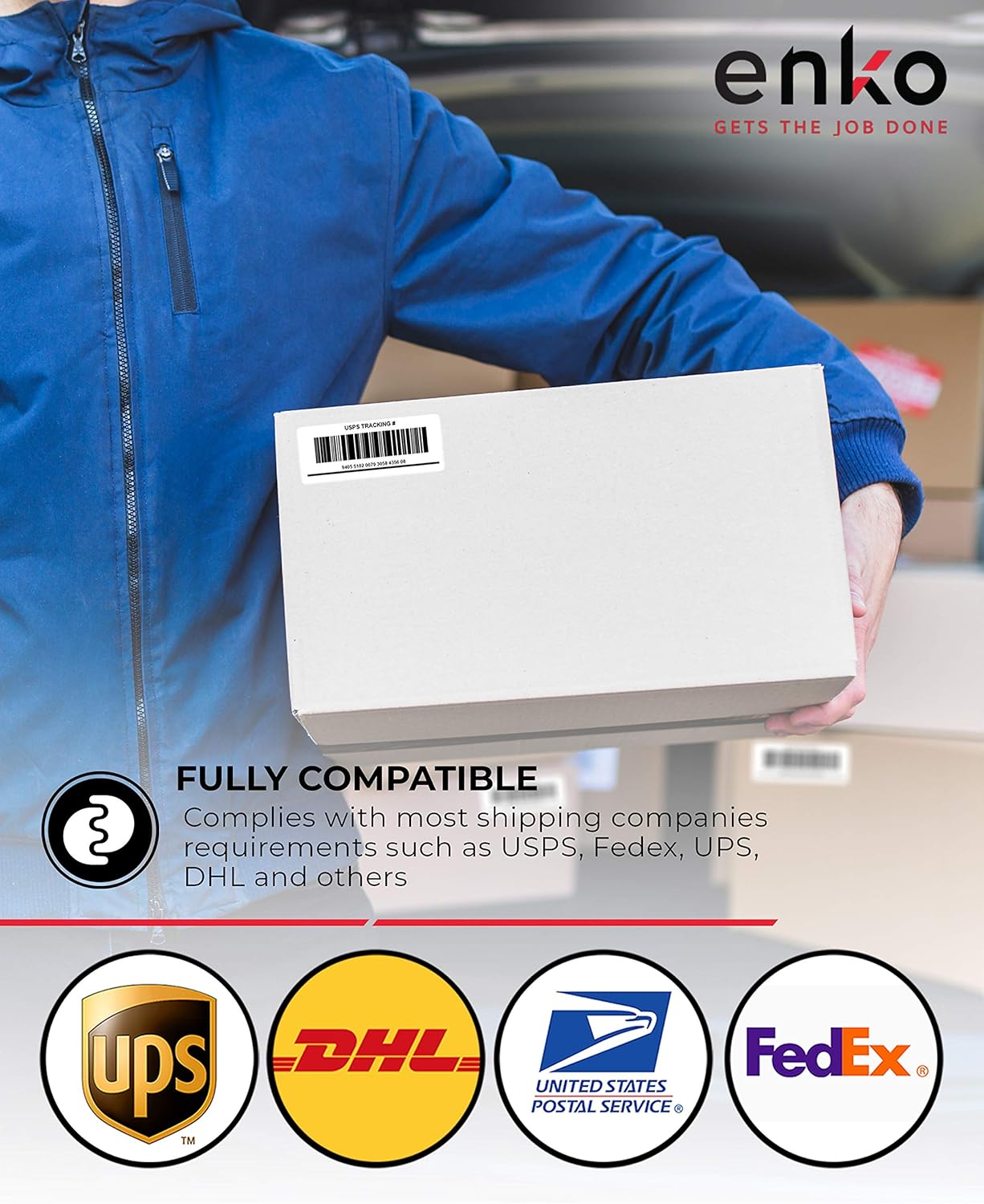 enKo 1 x 2-5/8 Inch 30 Up Return Mailing Address Labels White Printable FBA Labels (100 Sheets, 3000 Labels)