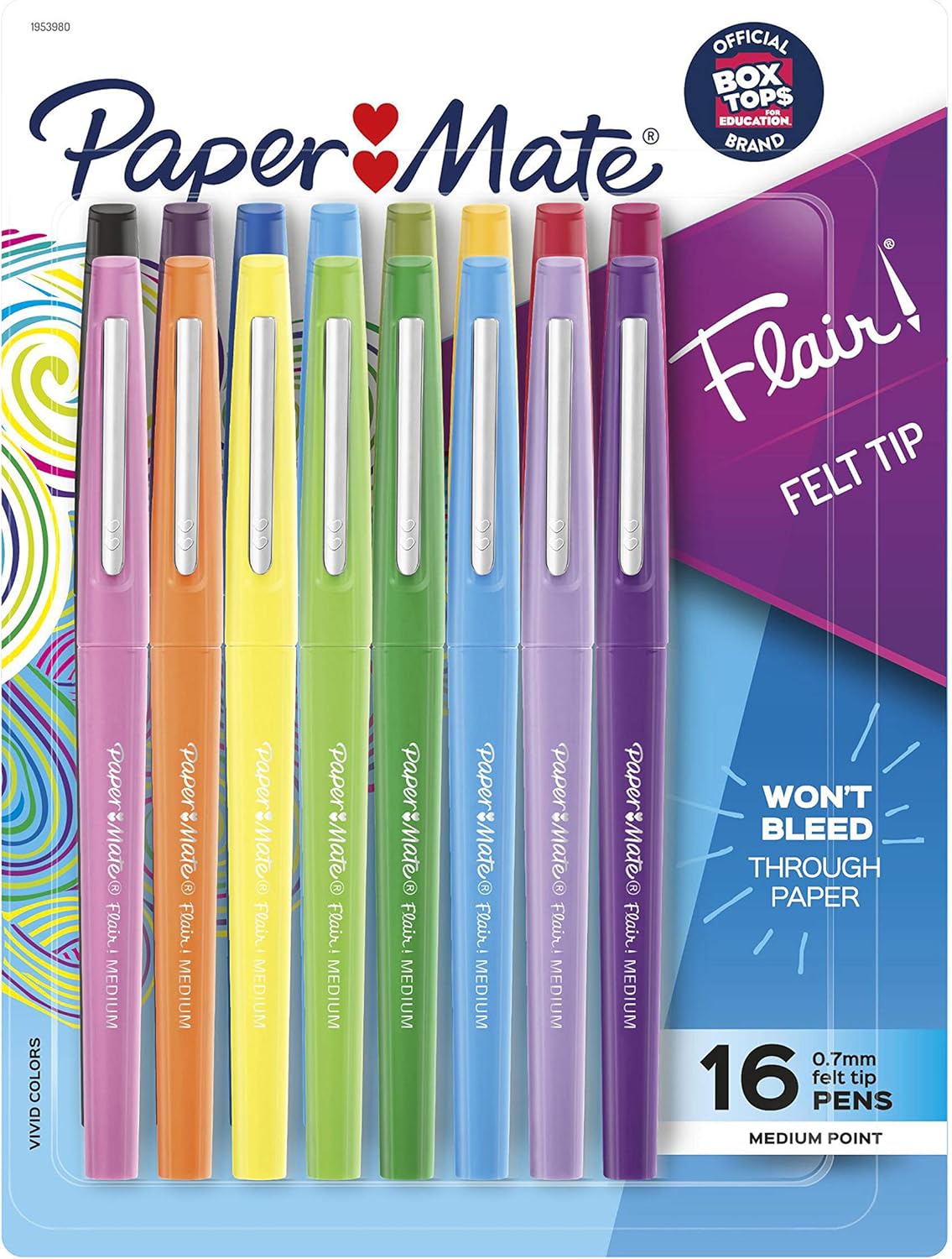 Paper Mate Flair Felt Tip Pens, Bold Tip (1.2 mm), 16 Count - Back to School, Teacher Supplies, Arts & Crafts