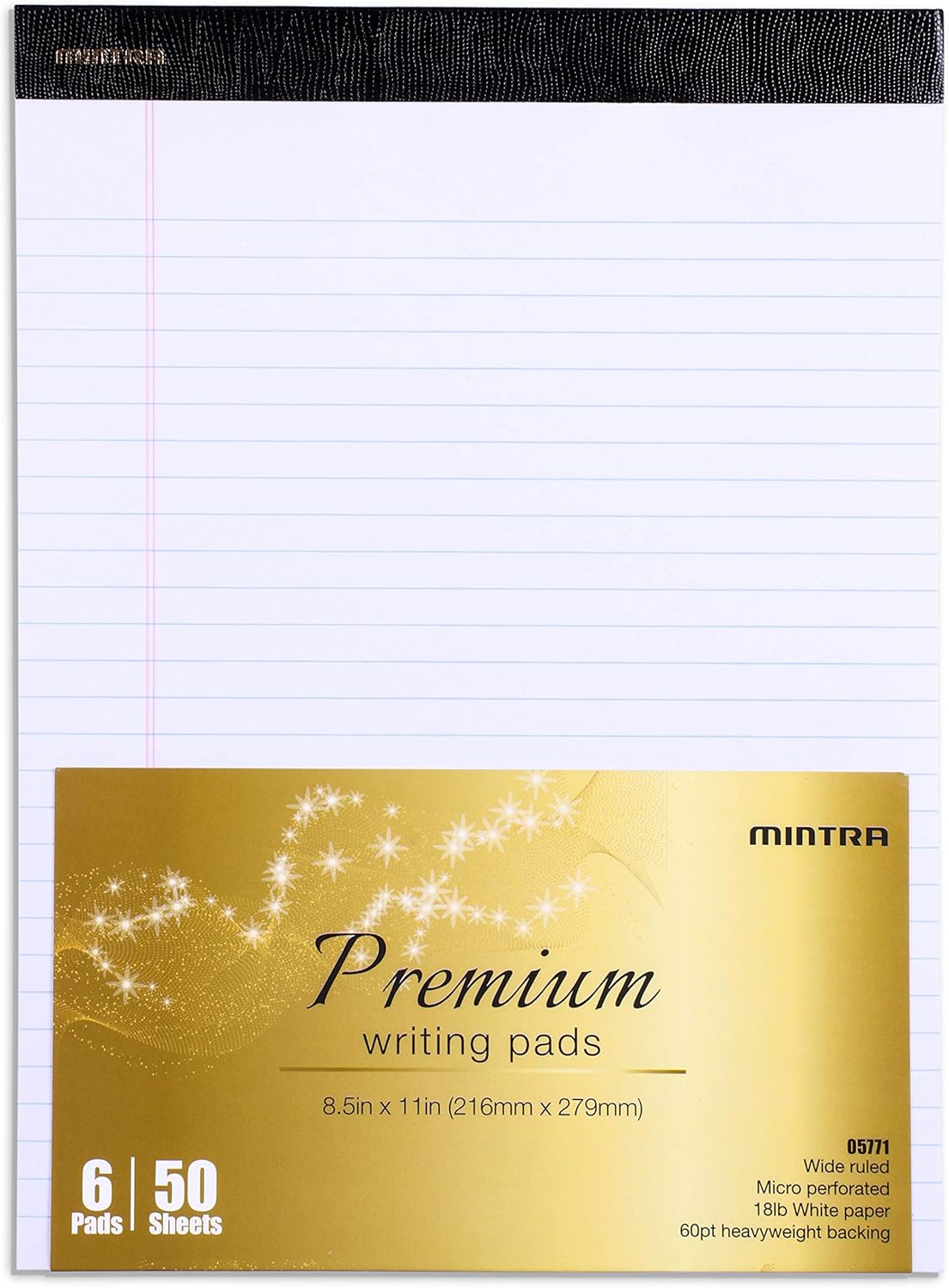 Mintra Office White Legal Pads – Ruled Notepads and Micro-Perforated Sheets, Ideal for Writing, Note-Taking & Creativity, Office, or Professional Use, Basic Pad 6 pack, 8.5"x11" (Narrow Ruled)
