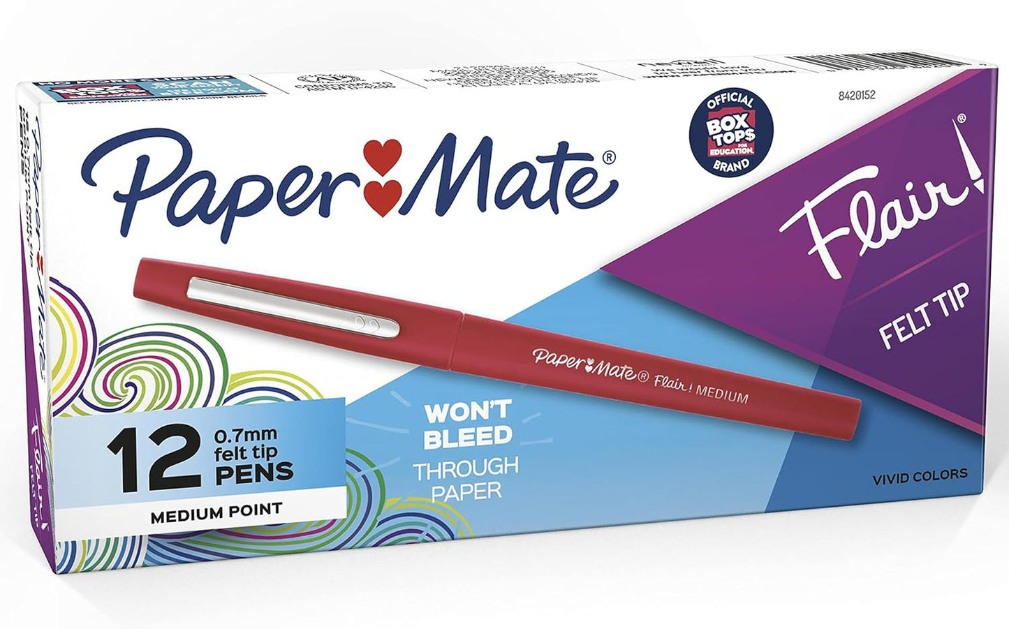 Paper Mate Flair Felt Tip Pens, Medium Point (0.7mm), Vivid Purple, 12 Count - For Teachers, Students, Classroom Use, Note-Taking, Arts & Crafts