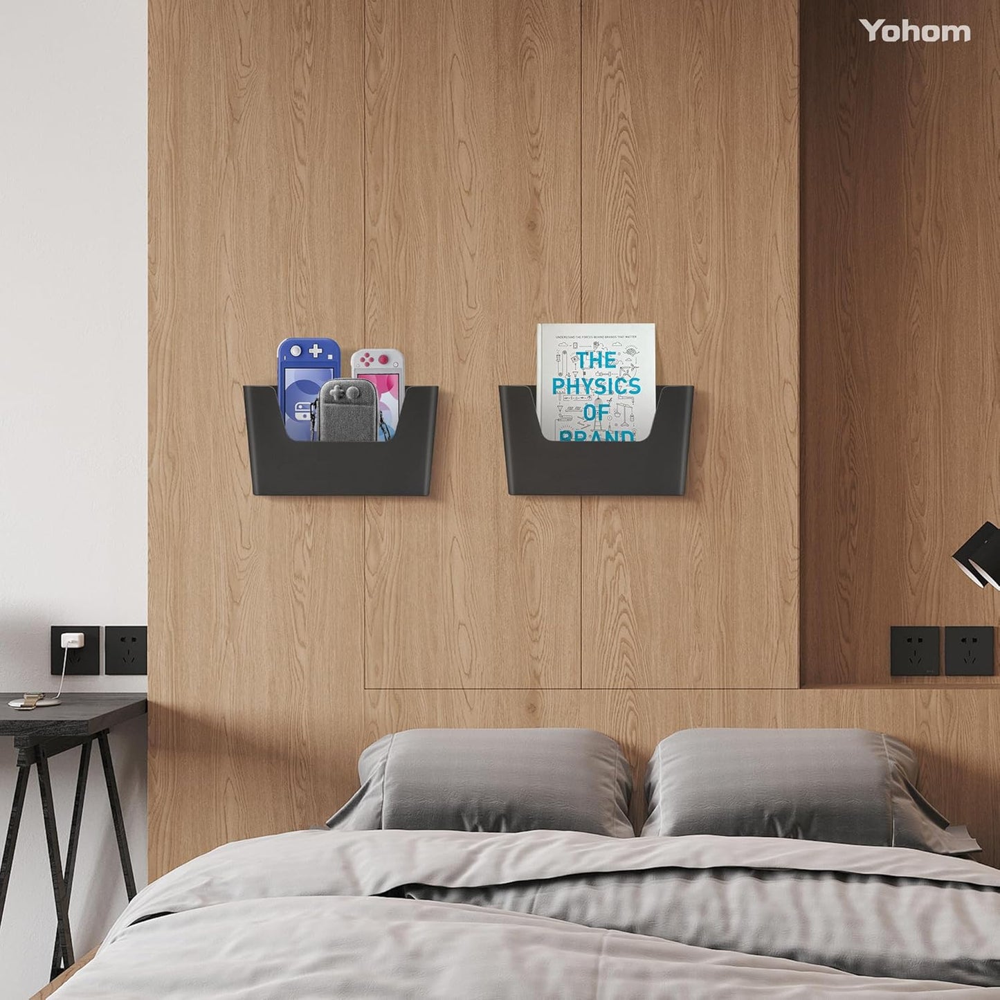 YOHOM No Drilling File Holder Wall Mails Magazines Organizer Adhesive Door Mount, Single Pocket(WHITE, 1 PCS)