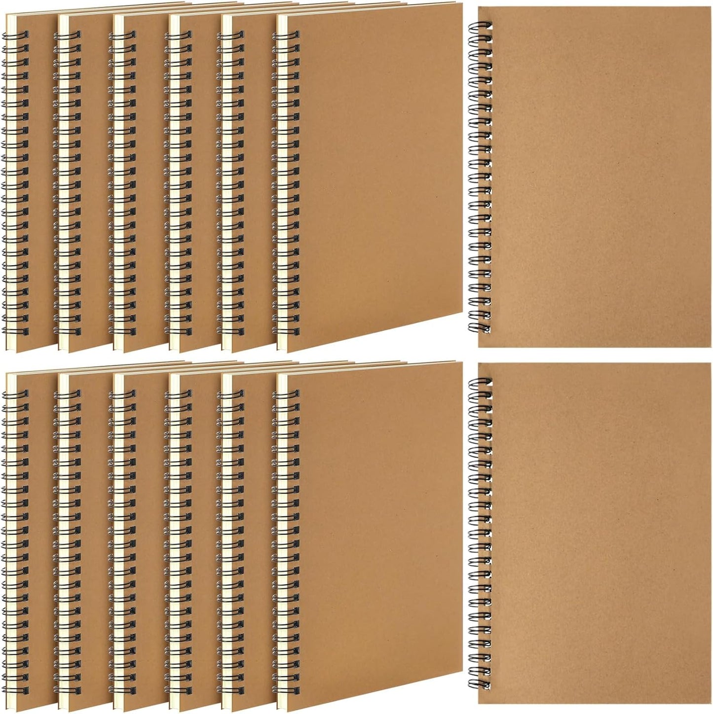 Leelosp 12 Pack Small Spiral Notebook Lined Spiral Journal College Ruled Notebook Wire Bound Kraft Cover, 120 Pages for Work (Multicolor,5.5 x 8.3 Inch)