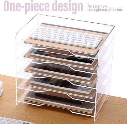 2 Pack- Stackable Paper Letter Tray, A4 File Tray Desk Organizer, Acrylic Desk Organizers and Accessories Sorter, Clear Workspace Office Supplies Organizers, 12.4inx8.86inx3.46in