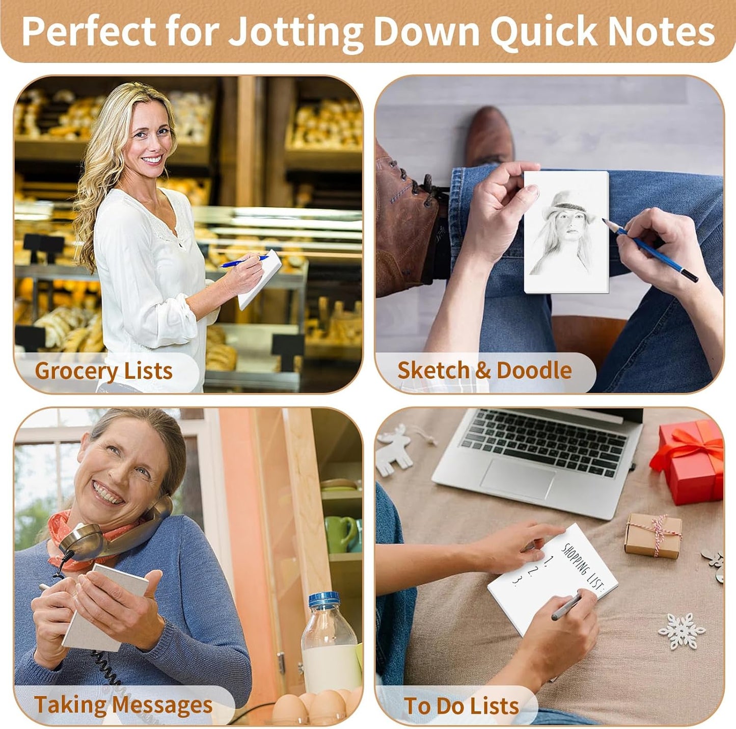 Note Pads 4x6 Inch, 6 Pack Blank Scratch Pads, 50 Sheets Per Memo Pad for Writing, White Pad of Paper Suit for Home, Office and School, Tear off Notepad, Small Server Notebook