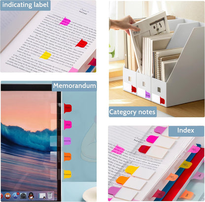 Golcellia Sticky Tabs - 600 Sheets Notebook Tabs - Sticky Flags, Index & Page Tabs - Durable Divider & Binder Tabs for Books & Bibles（6 Pcs, 5 - Color）
