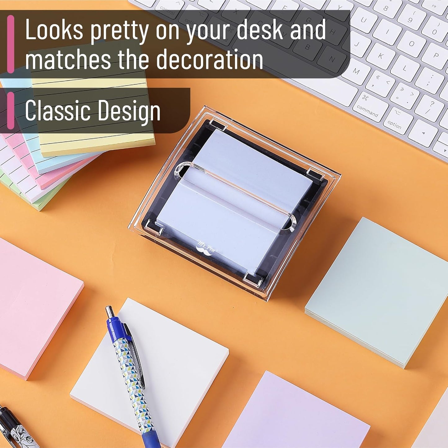 Mr. Pen Pop Up Sticky Note Dispenser, 3" x 3", Black, Sticky Note Dispenser, Sticky Note Holder for Desk, Clear Top