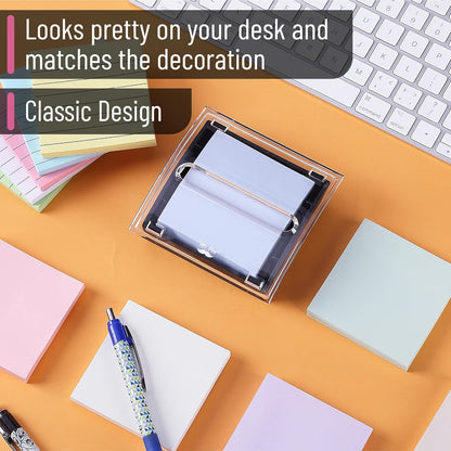 Mr. Pen Pop Up Sticky Note Dispenser, 3" x 3", Black, Sticky Note Dispenser, Sticky Note Holder for Desk, Clear Top