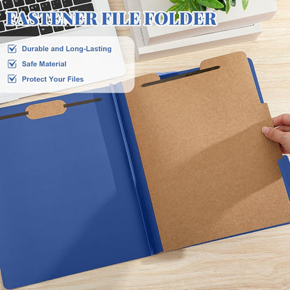 AmazingSpark 12 Packs Dark Blue Classification Folders Letter Size, 1 Divider, 1/3-cut Tab, File Folders with Fasteners, Prongs, Expanding File Organizer Bulk for Office Employee, Coworker, Staff