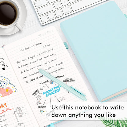 feela College Ruled Notebooks, 24 Pack Business Notebook Hardcover Lined Writing Journal with Pen Holder for Men Women Note Taking, with 24 Black Pens, 120 GSM, 5.1”x8.3”, A5, White