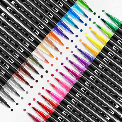 Thboxes 12 Pack Black Drawing Pens, Dual Tip Brush Fineliners Pens Washable Brush Tip Markers for Adults Art Drawing Sketching Journaling Calligraphy