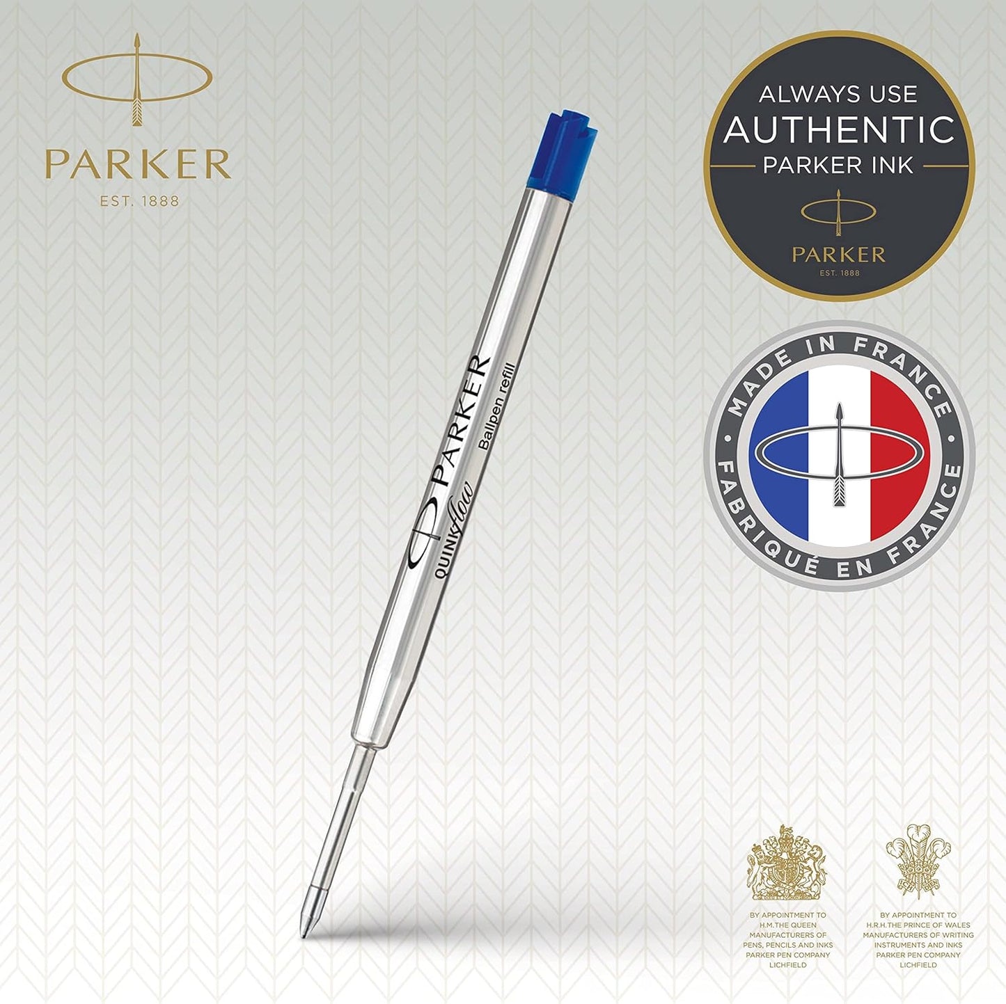 PARKER QUINKflow Ballpoint Pen Ink Refill, Medium Tip, Blue, 1 Count