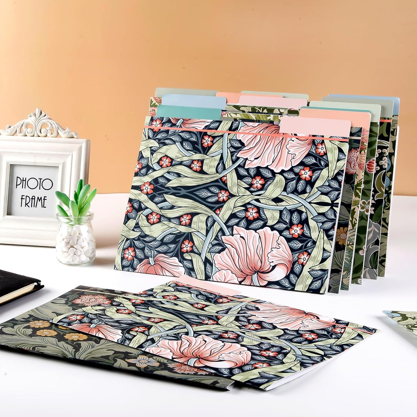 18 Pack William Morris Floral File Folders Decorative File Folders Letter Size(9.5 x 11.5) with 1/3 Cut Tab Fashion Folders for Office, School, Home