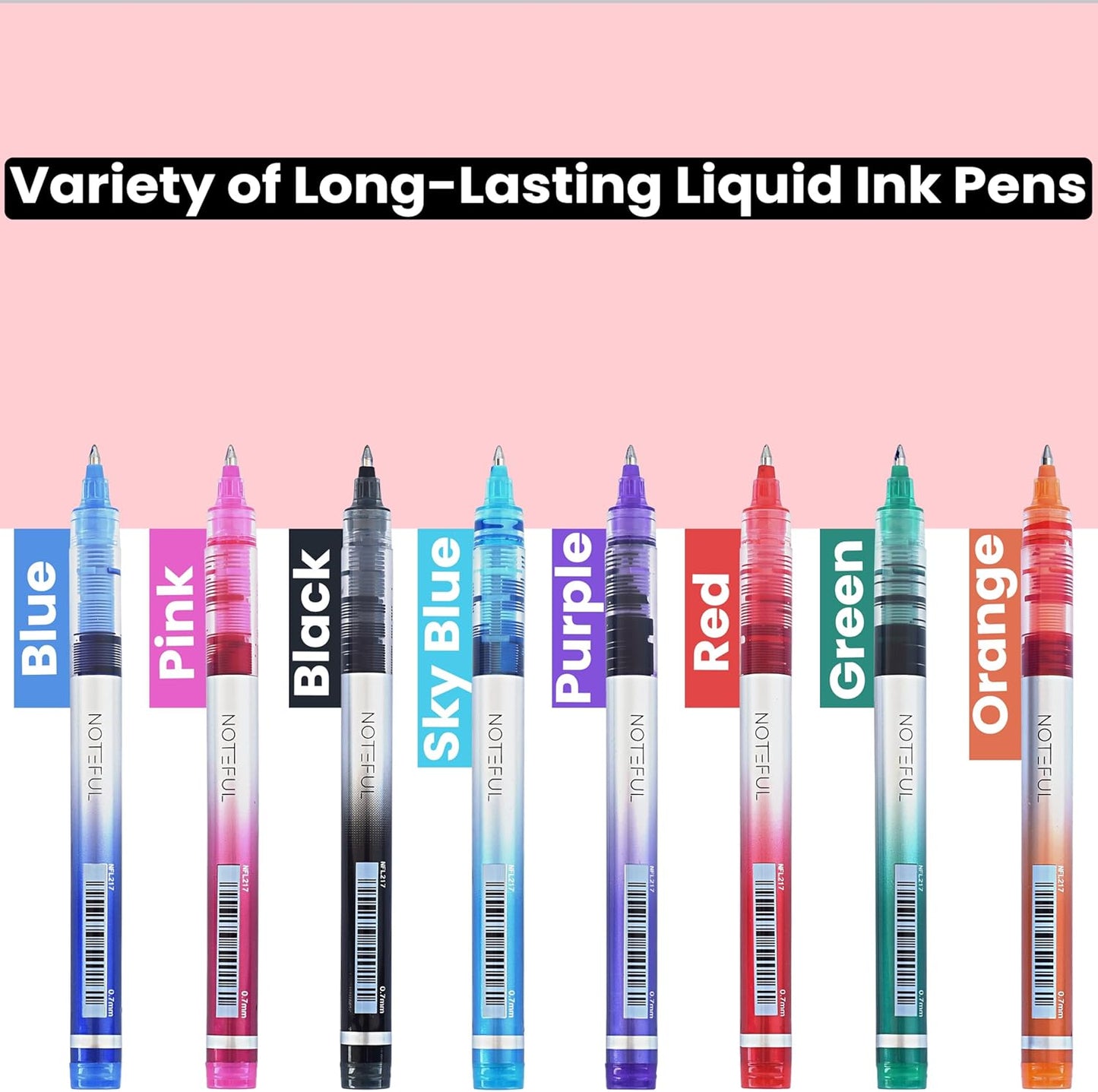 Liquid Ink Rollerball Pens, 0.7mm Medium Point Tip, Rolling pen for Drawing, Journaling and Smooth Writing - Pack of 8