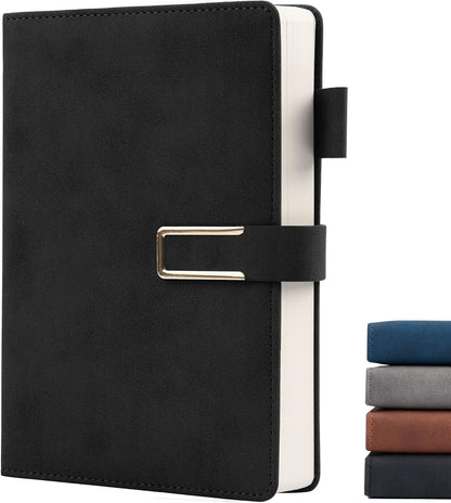 Hardcover Lined Notebook Journal for Women & Men,256 Pages 5.7 x 8.3 inches,A5 Ruled Notebooks Magnetic Closure Leather Journal,Daily for Work,Meeting,Travel,Writing,School and Note Taking (Gray)