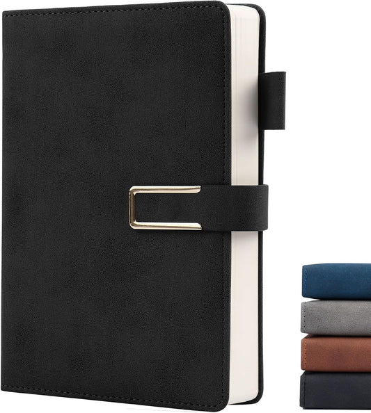 Hardcover Lined Notebook Journal for Women & Men,256 Pages 5.7 x 8.3 inches,A5 Ruled Notebooks Magnetic Closure Leather Journal,Daily for Work,Meeting,Travel,Writing,School and Note Taking (Gray)
