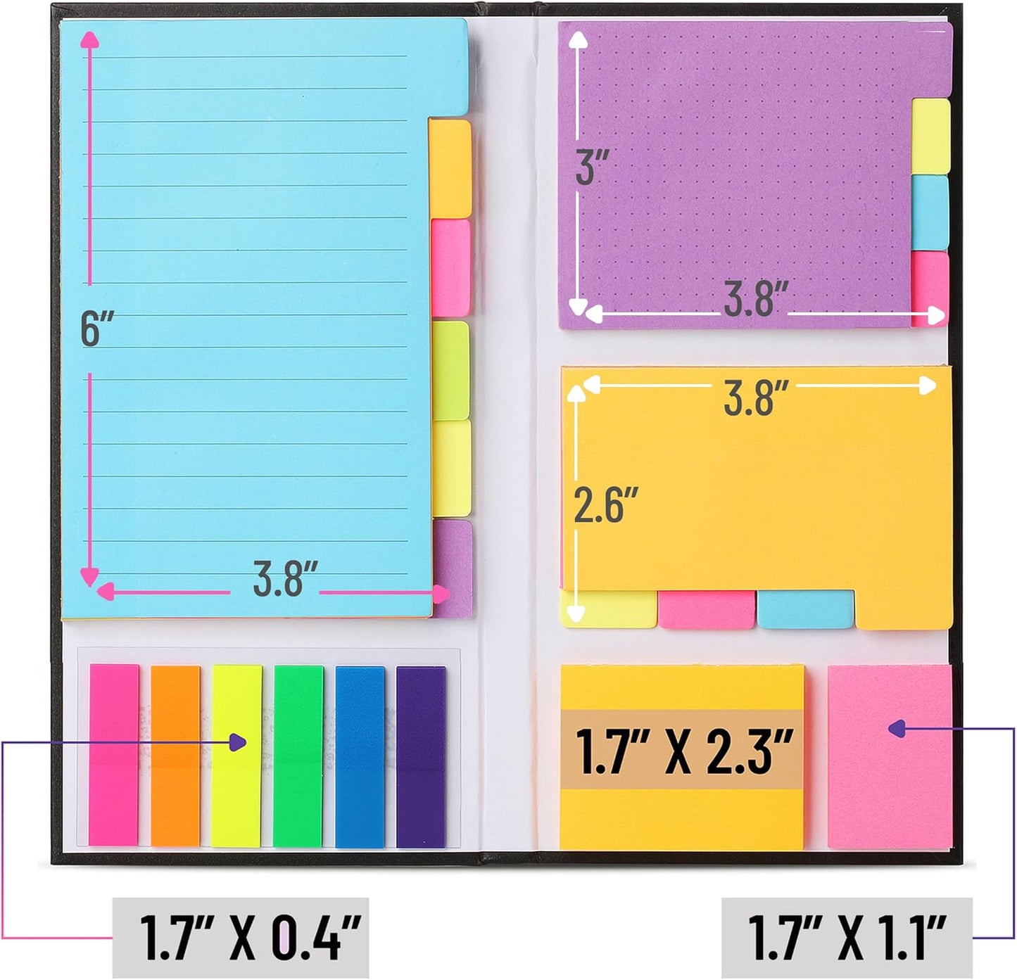 Mr. Pen- Sticky Notes Set, 410 Pack, Ruled, Dotted & Blank Notes with 150 Index Tabs, Divider Sticky Pads for Bible Study, Office, School, Planning, Journaling & Organization