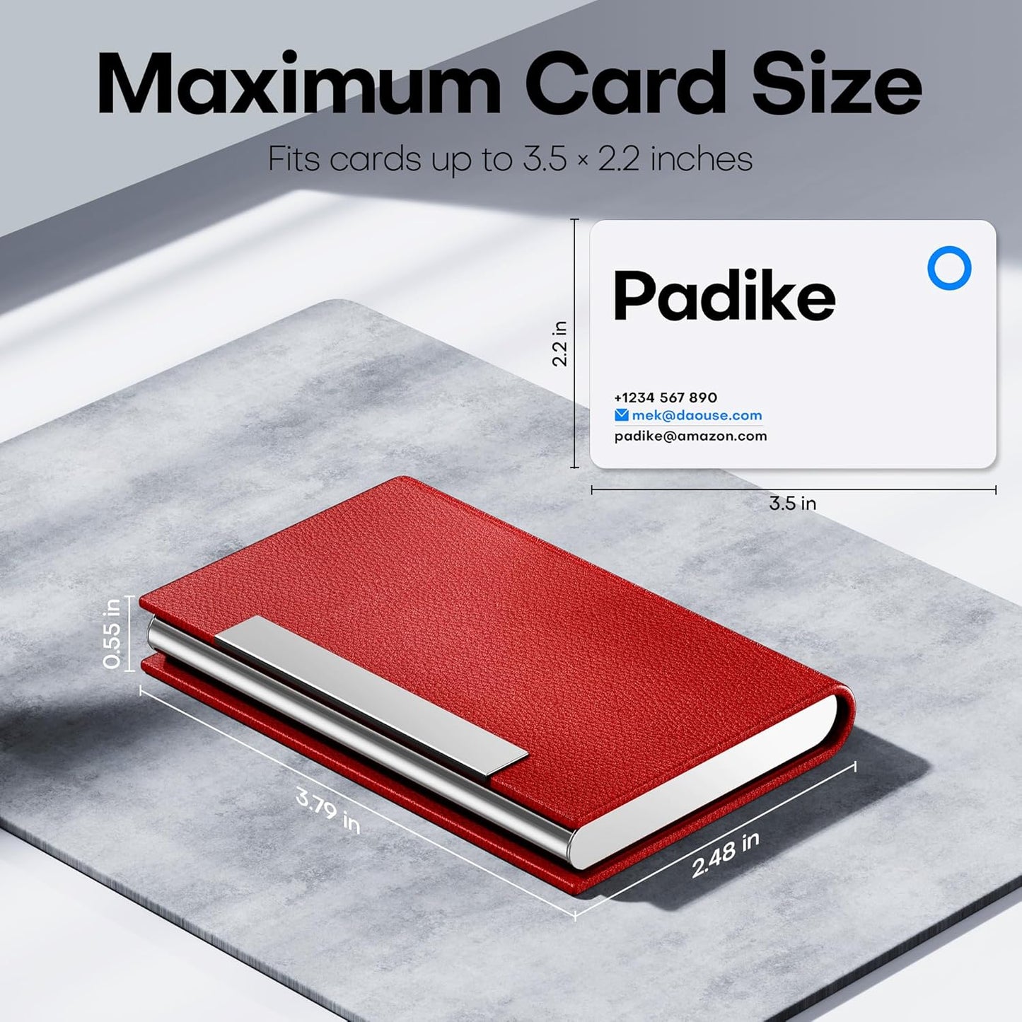 Padike Business Card Holder/ Case Professional PU Leather & Stainless Steel Multi Wallet Credit Card ID Case/Holder for Men & Women. (Black)