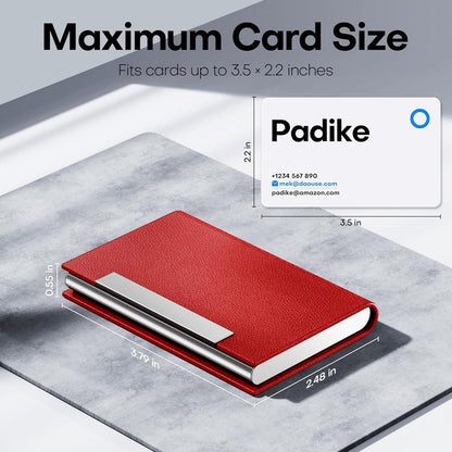 Padike Business Card Holder/ Case Professional PU Leather & Stainless Steel Multi Wallet Credit Card ID Case/Holder for Men & Women. (Black)