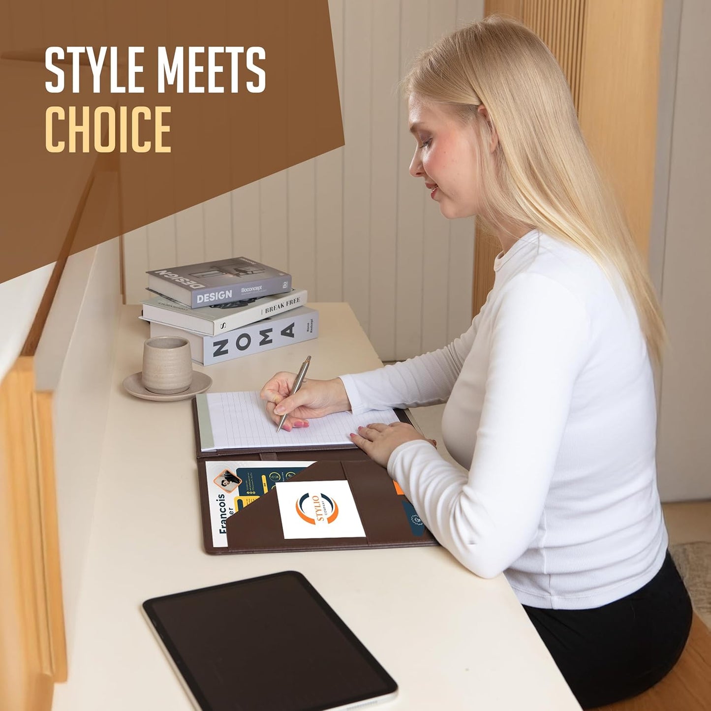 STYLIO Padfolio Folder with Removable Clipboard | Portfolio Organizer | Binder with Storage for Notebook, Notepad | Nursing Clipboard Folio, CNA Accessories for Work | Vegan Leather