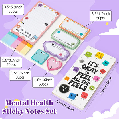B1ykin Cute Sticky Notes Set - Stay Alive Skeleton Shaped Self-Stick Notes Pad, 550 Sheets Writing Memo Pages Sticky Notepad for Teacher Appreciation Gifts, School Office Supplies (Funny Skeleton) - Colors B