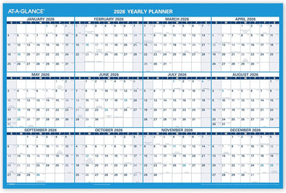AT-A-GLANCE Dry Erase Calendar 2026-2027 Academic & Regular Year Wall Planner, 12-Month, 24" x 36", Double Sided, Vertical (PM210S28)